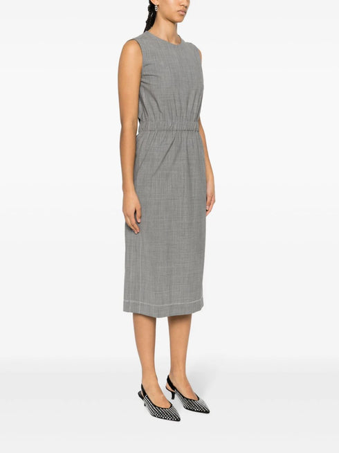 contrast-stitching sleeveless dress
